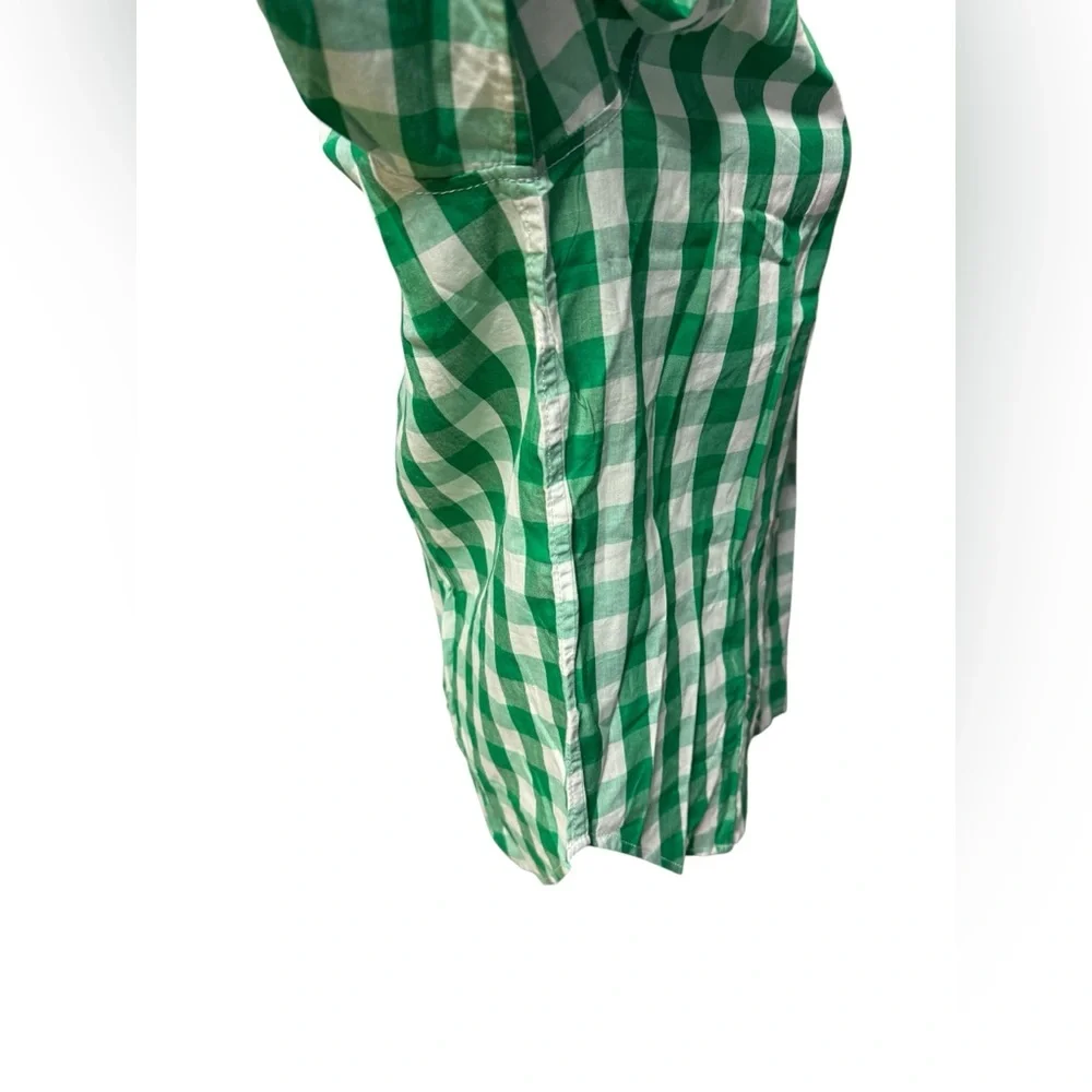 J. Crew Garçon cotton voile shirt in gingham Green and White Button-Up Sz 10 nwt